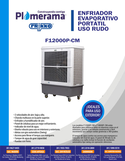 Enfriador Evaporativo Portátil Frikko F12000-CM